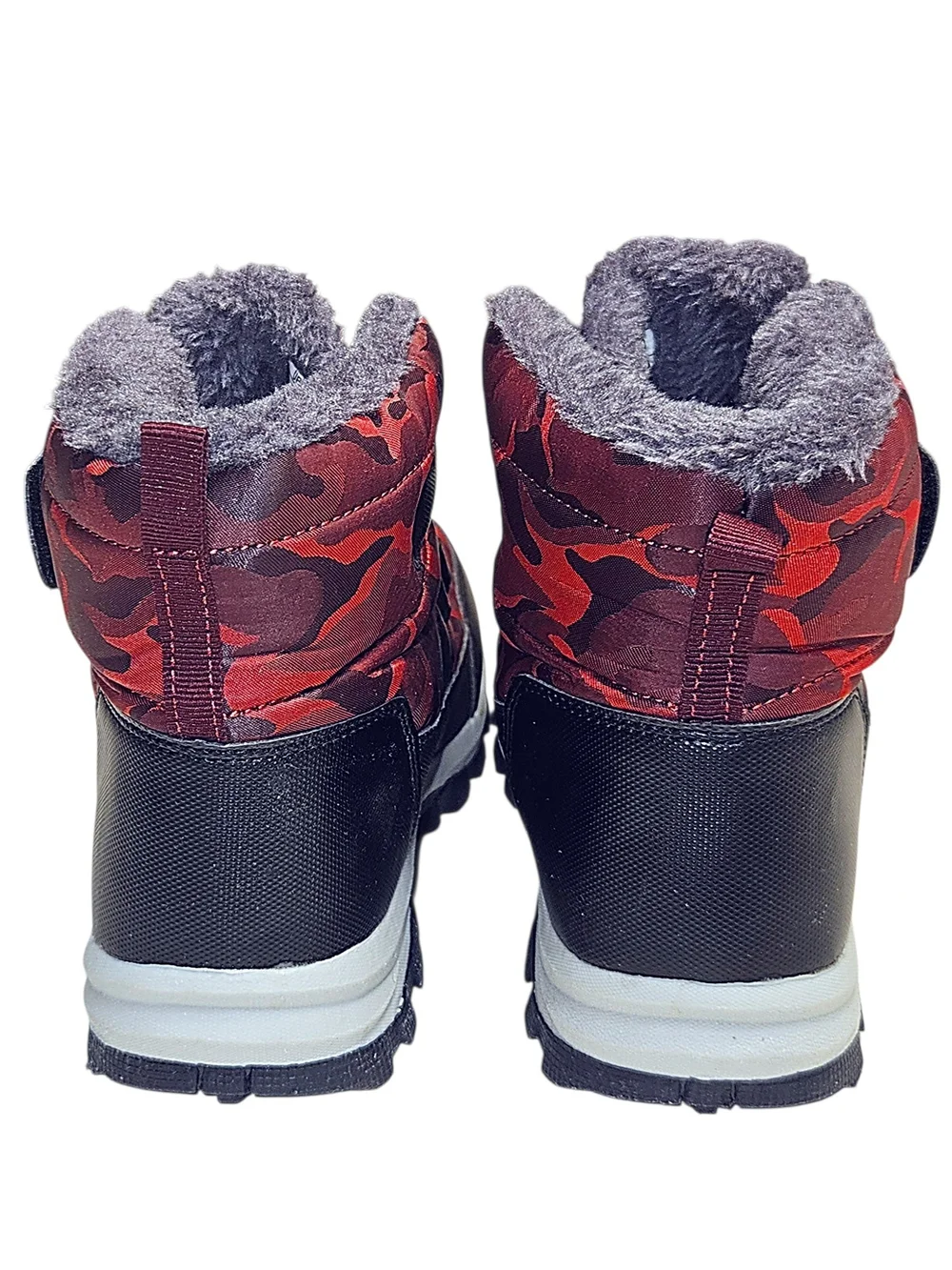 Kids Size 4Y Red Camo Insulated Winter Snow Boots
